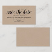 Rustic Kraft, zwart script, bruiloft Opslaan datum Informatiekaartje (Voorkant / Achterkant)