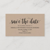 Rustic Kraft, zwart script, bruiloft Opslaan datum Informatiekaartje (Voorkant)