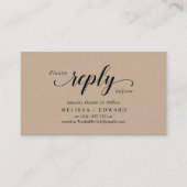 Rustic Kraft, zwart script, RSVP reageren Informatiekaartje (Voorkant)