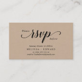 Rustic Kraft, zwart script, RSVP reageren Informatiekaartje (Voorkant)
