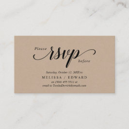 Rustic Kraft, zwart script, RSVP reageren Informatiekaartje