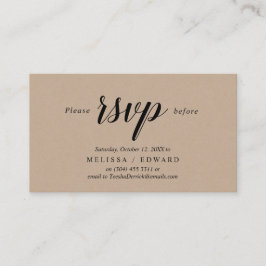 Rustic Kraft, zwart script, RSVP reageren Informatiekaartje