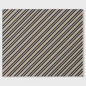Rustic Kraft Zwart Wit Wide Stripe Vakantie Cadeaupapier (Vlak)