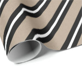 Rustic Kraft Zwart Wit Wide Stripe Vakantie Cadeaupapier (Rol Hoek)