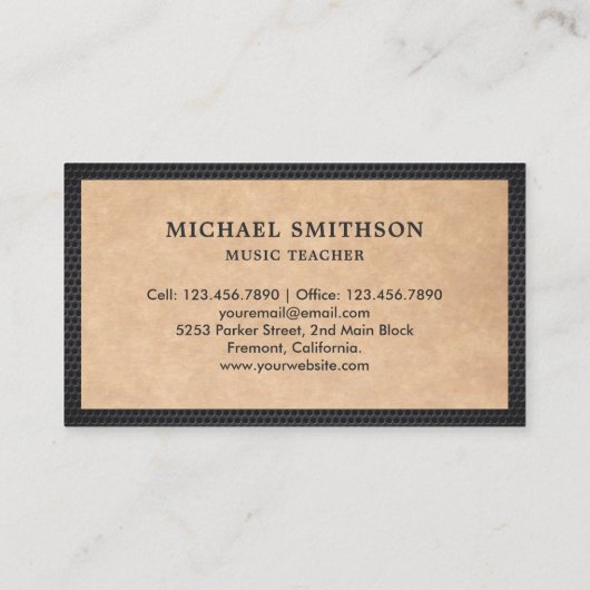 Rustic Kraft Zwarte Klarinet Muziekdocent Visitekaartje (Achterkant)