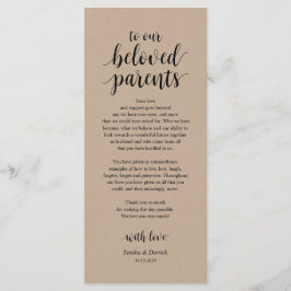 Rustic Kraft, Zwarte Plaats Instelling Dank u Kaar Programmakaart