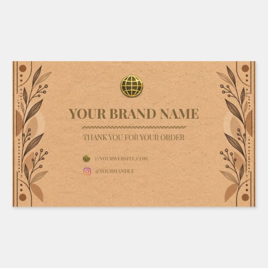 Rustic Kraftpapier Boho Rechthoekige Doos Label (Voorkant)