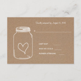Rustic Kraftpapier Masonjar Hart Trouw RSVP Kaartje