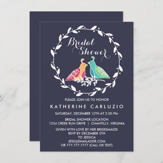 Rustic Krans Tortelduifjes bruiloft Vrijgezellenfe Kaart (Voorkant / Achterkant)