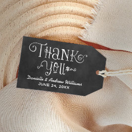 Rustic krijtbord Bedankt Monogram Huwelijksgunst Cadeaulabel