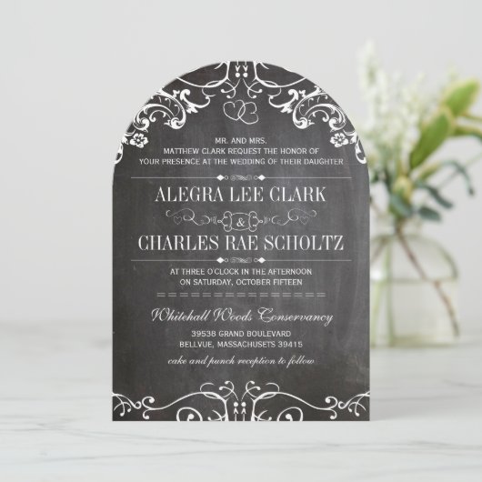 Rustic Krijtbord Vintage Typografie Kaart (Staand voorkant)