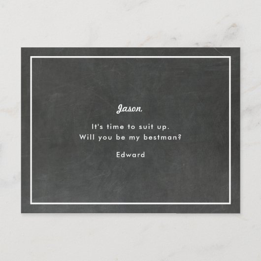 Rustic krijtbord wil je mijn getuige zijn uitnodiging briefkaart (Achterkant)