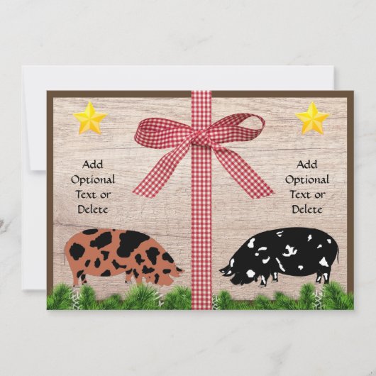 Rustic Kunekune kerstgroet Feestdagenkaart (Voorkant)