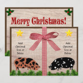 Rustic Kunekune kerstgroet Feestdagenkaart (Voorkant / Achterkant)