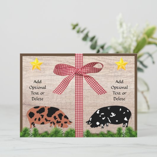 Rustic Kunekune kerstgroet Feestdagenkaart (Staand voorkant)