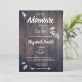 Rustic Laat het avontuur beginnen. Uitnodiging (Staand voorkant)