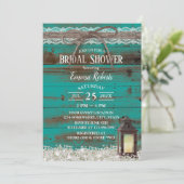 Rustic Lace Blauwgroen Barn Lantern Vrijgezellenfe Kaart (Staand voorkant)