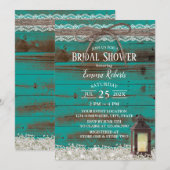 Rustic Lace Blauwgroen Barn Lantern Vrijgezellenfe Kaart (Voorkant / Achterkant)