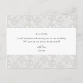 Rustic Lace Bloemige Wil Je Mijn Junior Bruidsmeis Uitnodiging Briefkaart (Achterkant)
