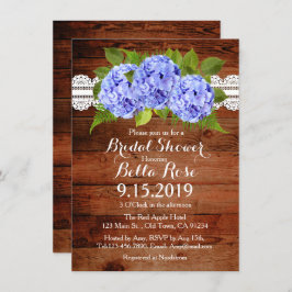 Rustic Lace Blue Hydrangea Vrijgezellenfeest Invit Kaart