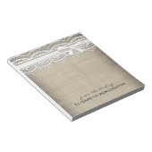 Rustic Lace & Burlap, aangepast voor Notitieblok (Schuin)