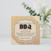 Rustic Lace & Burlap Baby shower BBQ Party Kaart (Staand voorkant)