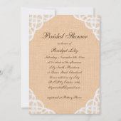 Rustic Lace & Burlap Bridal Shower Invitation Kaart (Voorkant)