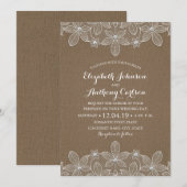 Rustic Lace Burlap Elegant  Luxe Huwelijk Kaart (Voorkant / Achterkant)