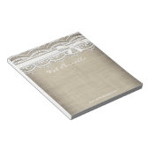 Rustic Lace & Burlap gepersonaliseerd Notitieblok (Schuin)