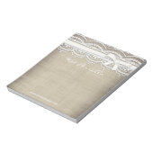 Rustic Lace & Burlap gepersonaliseerd Notitieblok (Linkerzijde)
