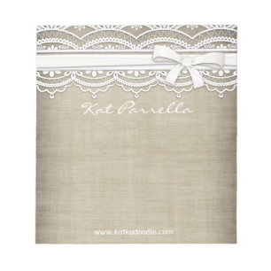 Rustic Lace & Burlap gepersonaliseerd Notitieblok