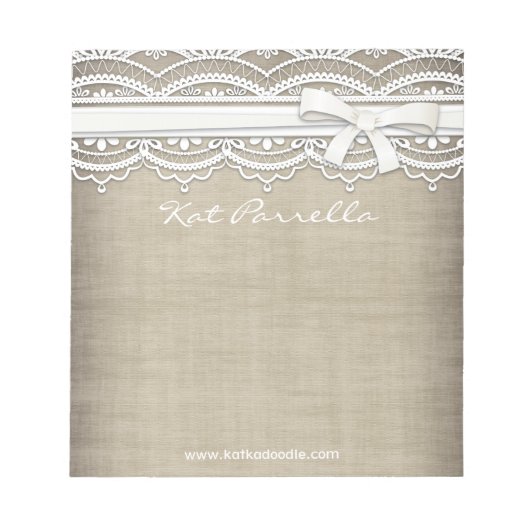 Rustic Lace & Burlap gepersonaliseerd Notitieblok (Voorkant)