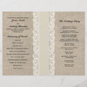 Rustic Lace & Burlap Ivory Ribbon Wedding Programm (Achterkant)
