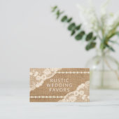 Rustic Lace Burlap Pearls Handmade Wedding Favors Visitekaartje (Staand voorkant)