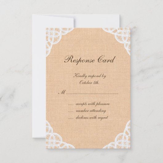 Rustic Lace & Burlap RSVP (Voorkant)