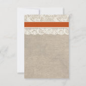 Rustic Lace Burlap RSVP Card Burnt Oranje Kaartje (Achterkant)
