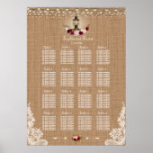 Rustic Lace Burlap String Lights Seating Chart Poster (Voorkant)