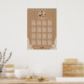 Rustic Lace Burlap String Lights Seating Chart Poster (Keuken)