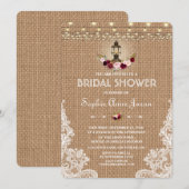 Rustic Lace Burlap String Lights Vrijgezellenfeest Kaart (Voorkant / Achterkant)