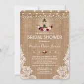 Rustic Lace Burlap String Lights Vrijgezellenfeest Kaart (Voorkant)