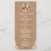Rustic Lace Burlap String Lights Wedding Menu (Voorkant)