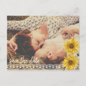 Rustic Lace & Burlap Sunflower Save the Date Aankondigingskaart (Voorkant)