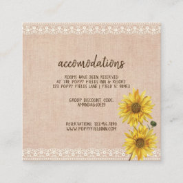 Rustic Lace & Burlap Sunflower Wedding Informatiekaartje