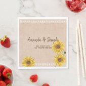 Rustic Lace & Burlap Sunflower Wedding Napkins Servet (Insitu)