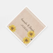 Rustic Lace & Burlap Sunflower Wedding Napkins Servet (Hoek)