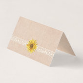 Rustic Lace & Burlap Sunflower Wedding Table No. Visitekaartje (Achterkant)