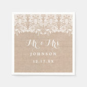 Rustic Lace Burlap Trouwpapier Servetten (Voorkant)