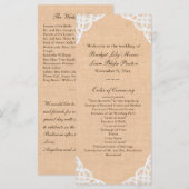 Rustic Lace & Burlap Trouwprogramma Programmakaart (Voorkant / Achterkant)