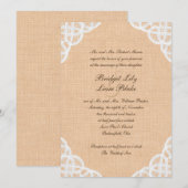 Rustic Lace & Burlap Wedding Invitation Kaart (Voorkant / Achterkant)