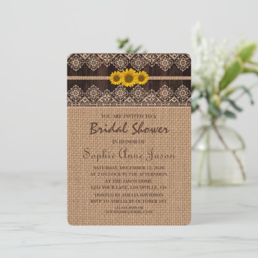 Rustic Lace Burlap Wood Vrijgezellenfeest Kaart (Staand voorkant)